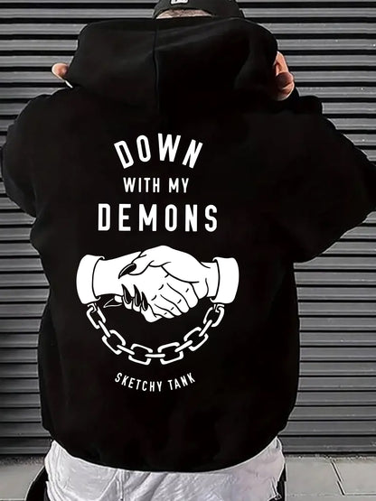 Men's Bold Letter Hoodie - Heavyweight Oversized Pullover for Cold Weather | Essential Winter Streetwear with Kangaroo Pocket