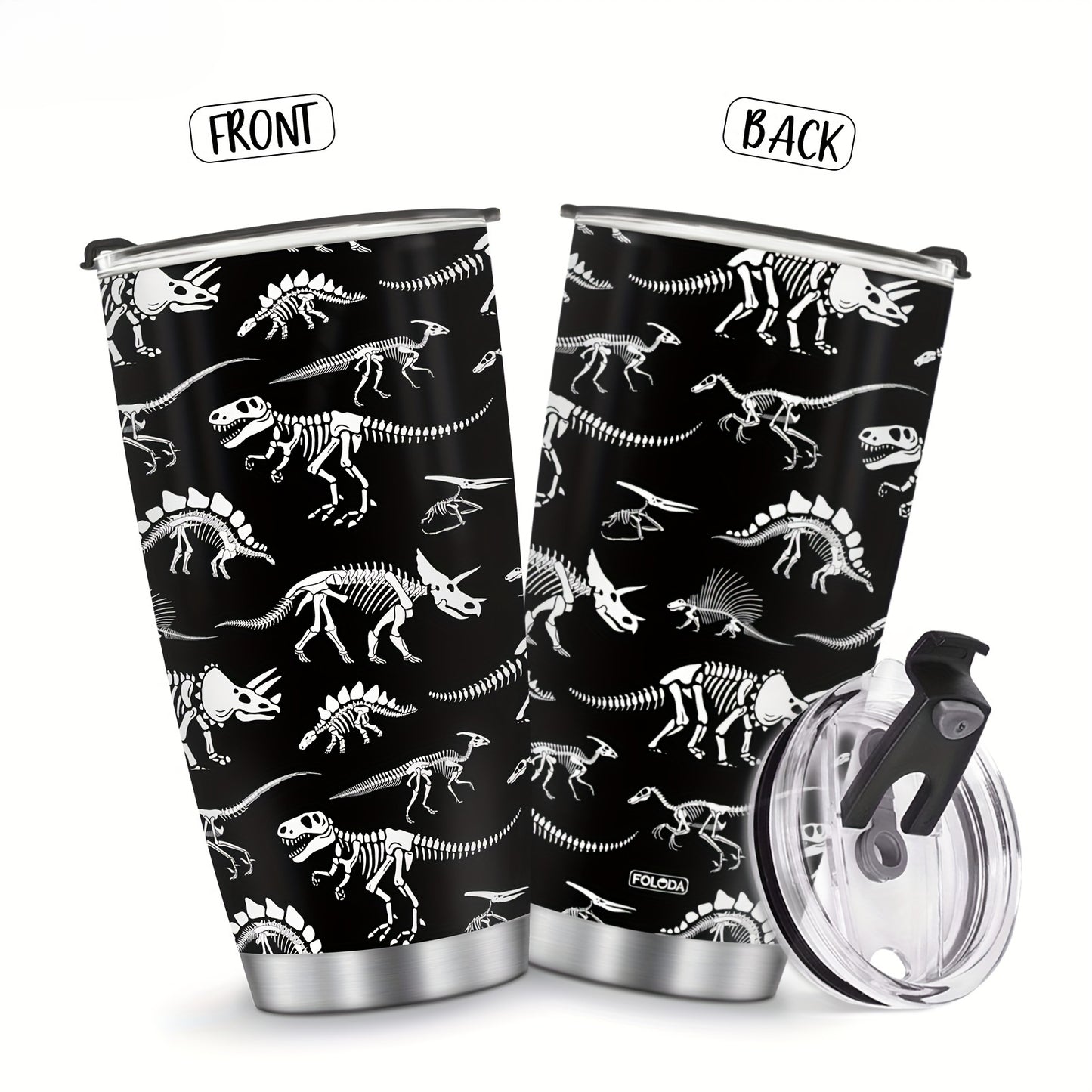 Dinosaur 20oz Insulated Tumbler with Lids, Double Wall Vacuum Stainless Steel Travel Mug - Gift for Dinosaur Enthusiasts