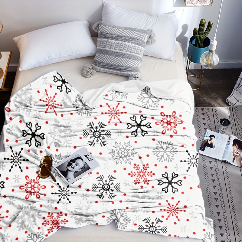 Modern White Minimalist Flannel Throw - Portable & Lightweight, All-Season Essential for Dorm Room, Office Desk, Sofa & Travel