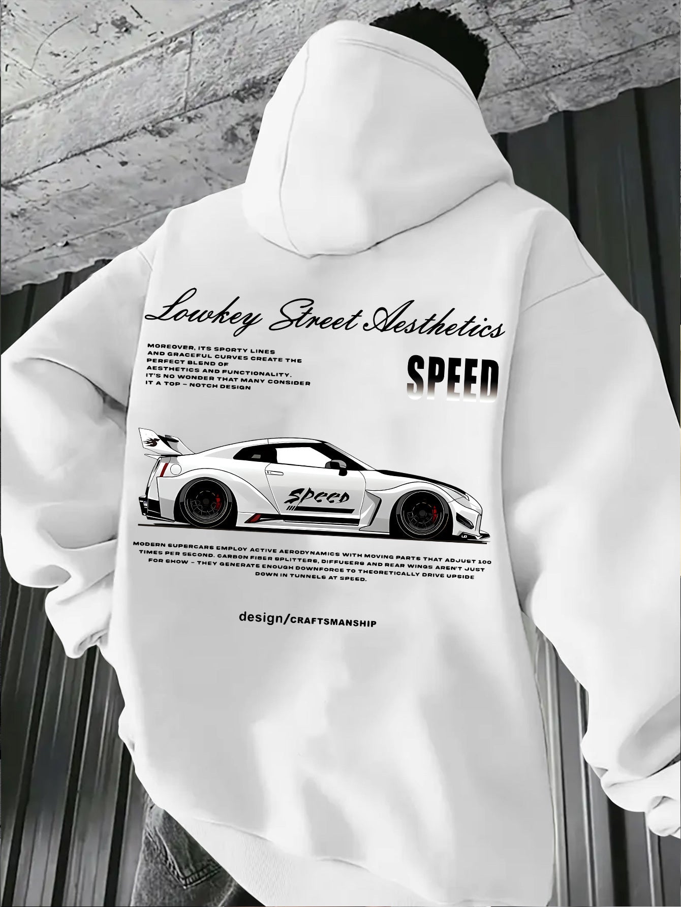 Racing Car Graphic Hoodie for Men - Loose Fit Streetwear Pullover, Motorsport Inspired Hooded Sweatshirt