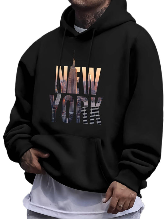 Men's Casual Hoodie Regular Fit Soft Streetwear Trendy Hip-hop Stylish Hooded Sweatshirt Pollover