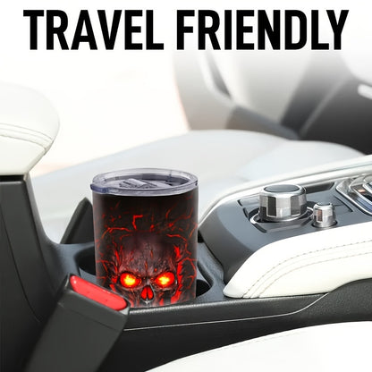 Touch My Coffee and I'll Drink It From Your Skull Tumbler - 20oz Stainless Steel Insulated Mug with Fiery Skull Design, Keeps Hot for Hours - Perfect Halloween & Day of The Dead Gift