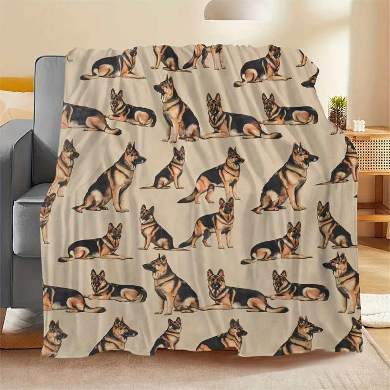 German Shepherd Lover‘s Flannel Throw | Plush Sofa & Bed Blanket with Exquisite Portrait