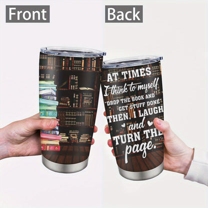 Book Lover‘s Tumbler 20oz - Bookshelf & Literary Quote Design Stainless Steel Mug | Perfect Gift for Readers, Librarians & Bookworms