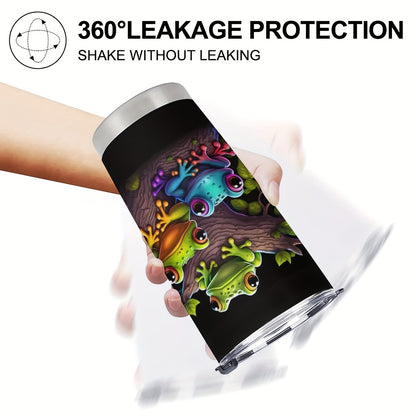 Tree Frog Design Tumbler - 20oz Stainless Steel Travel Mug with Leakproof Lid, Insulated Cup Keeps Hot & Cold, Unique Gift for Nature Lovers, Parents, Friends