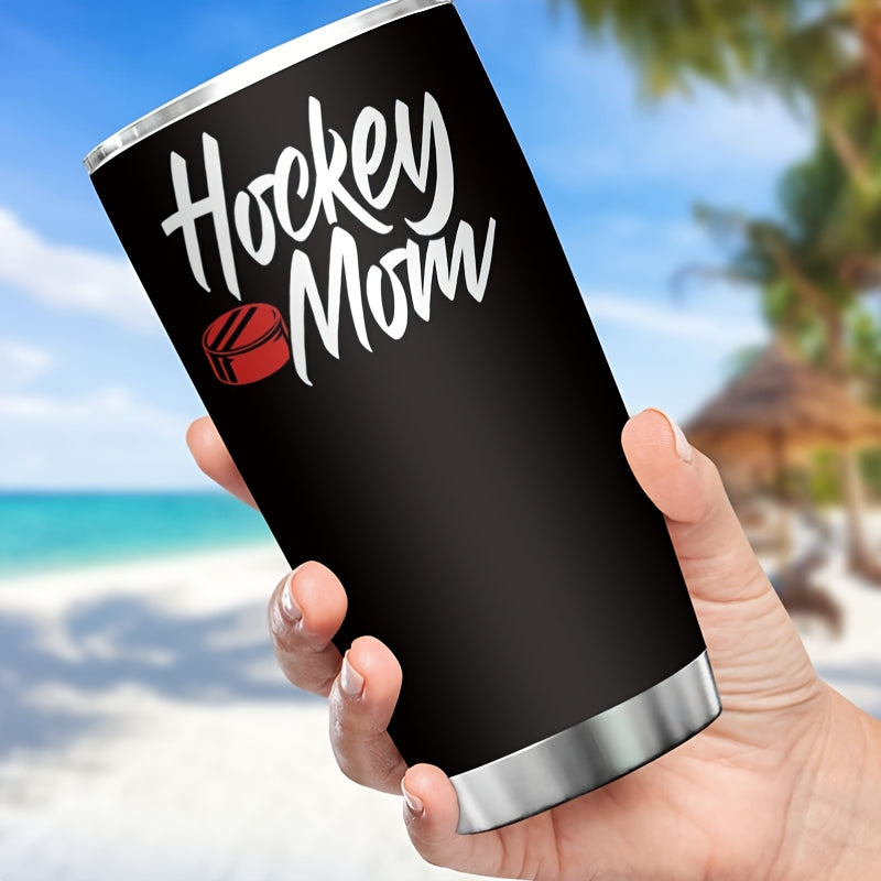 Hockey Mom Tumbler - 20oz Double-Wall Insulated Cup with Hockey Stick Design, Spill-Proof Lid, Keeps Drinks Hot/Cold for Hours - Perfect for Games, Travel, Camping & Hockey Fans