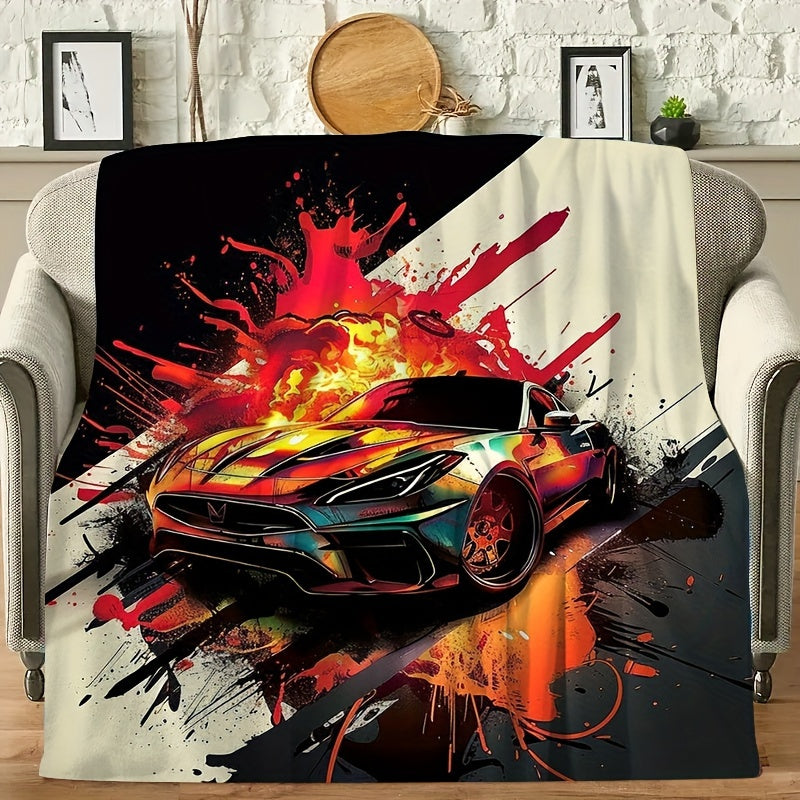 Supercar Dreams Blanket - High-Speed Print Throw for Car Enthusiasts | The Ultimate Gift for His Man Cave, Garage, & Indoor/Outdoor Adventures