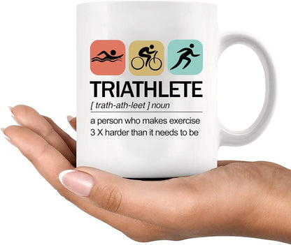 11oz Triathlon Spirit Mug - For the Swimmer, Biker, Runner, High-Quality Ceramic Drinkware for Training & Recovery