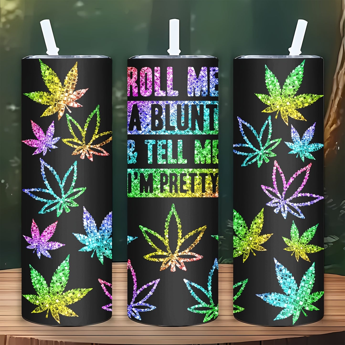 Color-Changing Glitter Tumbler 20oz - Stainless Steel Insulated Cup with Botanical Design, Leak-Proof Lid & Straw, Aesthetic Travel Mug Gift