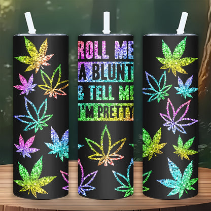Color-Changing Glitter Tumbler 20oz - Stainless Steel Insulated Cup with Botanical Design, Leak-Proof Lid & Straw, Aesthetic Travel Mug Gift