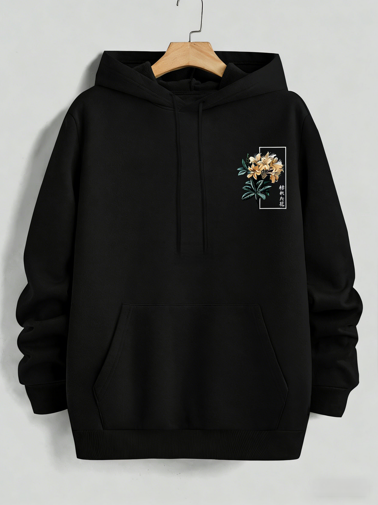 Men's Floral Geometric Print Hoodie - Royal Blue Color, Streetwear Hip-Hop Hooded Sweatshirt