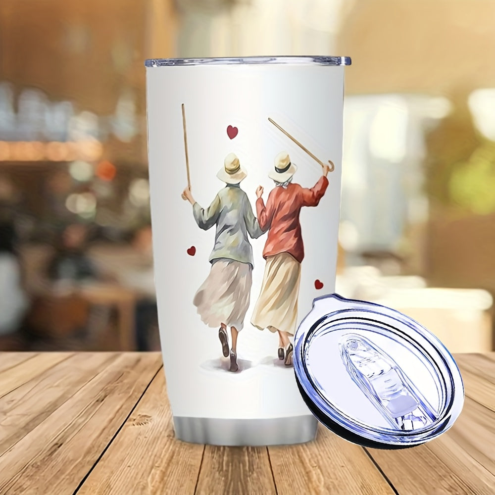 Best Friend Gift Tumbler - 20oz Insulated Stainless Steel Cup with Letter Print, Includes Straw & Brush, Keeps Drinks Hot/Cold, Travel Mug for Camping, Birthday Present for Her