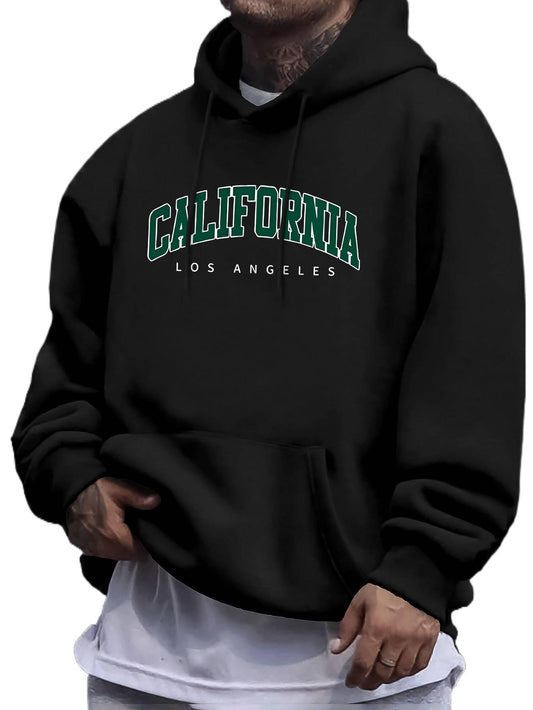 Men's LA Retro Hoodie | West Coast Vintage Streetwear Trend Classic Logo Print Hooded Sweatshirt
