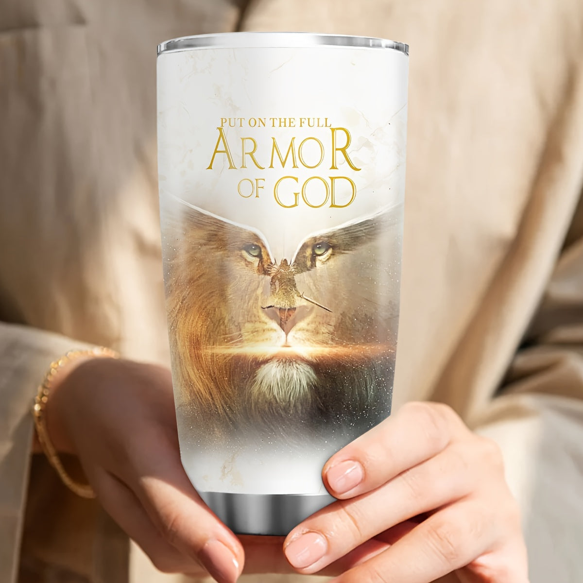 "Put On The Full Armor Of God" 20oz Tumbler - Ephesians 6 Bible Verse Gift for Pastor, Priest & Church Leaders | Stainless Steel Insulated Cup for Ministry