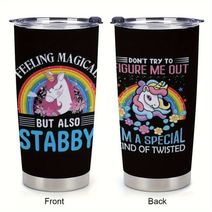 "Feeling Magical But Also Stabby" Tumbler 20oz - Funny Valentine's Day Coffee Mug | Vacuum Insulated Stainless Steel Travel Cup