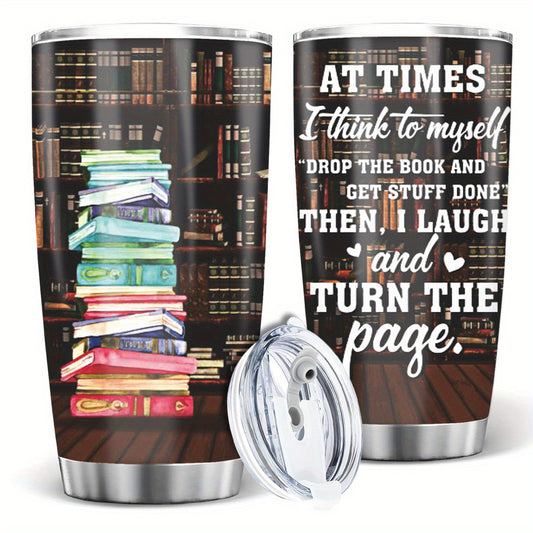 Book Lover‘s Tumbler 20oz - Bookshelf & Literary Quote Design Stainless Steel Mug | Perfect Gift for Readers, Librarians & Bookworms