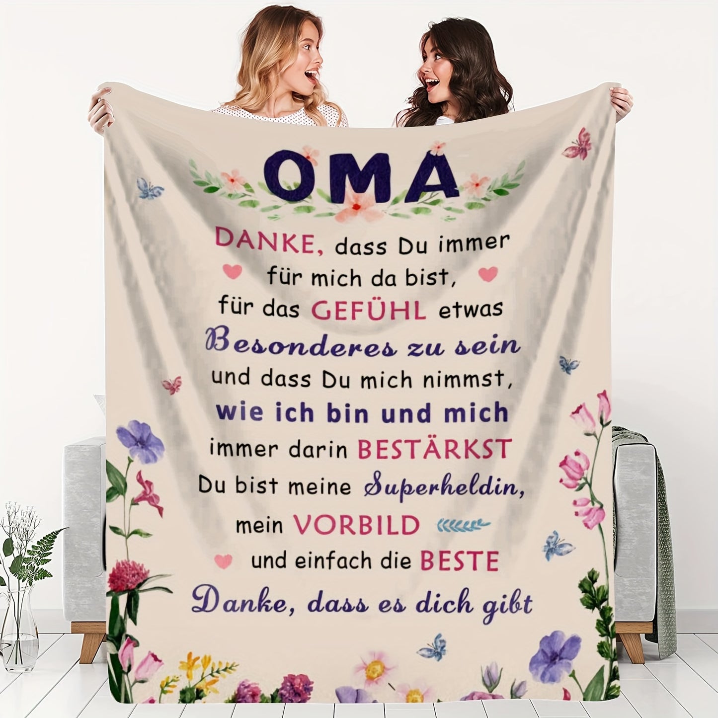 Love You Grandma - Cozy Flannel Sofa Blanket | The Perfect Heartfelt Gift for Her Birthday, Anniversary & Everyday Comfort