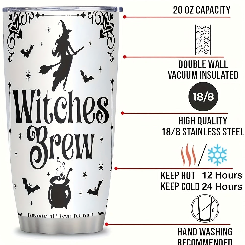 Witch's Brew 20oz Halloween Tumbler - Vacuum Insulated Cauldron Travel Mug for Hot & Cold Drinks | Spooky Gift with Decorative Cauldron, Perfect for Halloween Parties & Witch Lovers