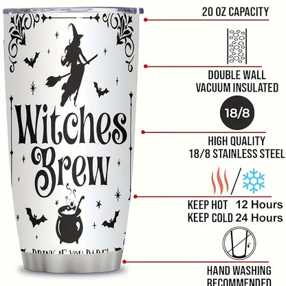 Witch's Brew 20oz Halloween Tumbler - Vacuum Insulated Cauldron Travel Mug for Hot & Cold Drinks | Spooky Gift with Decorative Cauldron, Perfect for Halloween Parties & Witch Lovers
