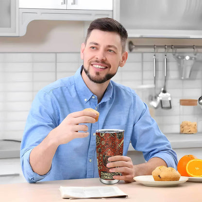 Dungeons & Dragons Stainless Steel Tumbler 20oz - Dragon & Gemstone Design, Double-Wall Vacuum Insulated, Leak-Proof Coffee Travel Mug, Gift for Gamers & D&D Fans