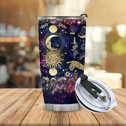Celestial Sun & Moon Tumbler - 20oz Vacuum Insulated Stainless Steel Travel Mug, Double Wall Coffee Cup, Unique Gift for Her/Him, Moms, Dads, Any Occasion