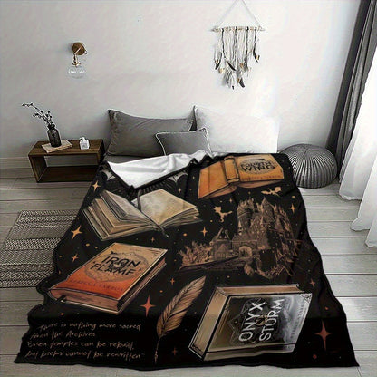 Fantasy Literature Flannel Blanket - Ultra-Soft & Skin-Friendly, All-Season Cozy Throw Blankets, Perfect Gift for Book Lovers