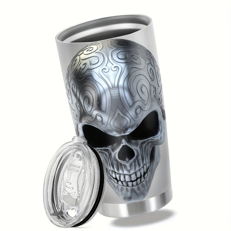 Skull Design Tumbler 20oz - Gothic Stainless Steel Insulated Coffee Mug | Double Wall Vacuum, Leakproof, Halloween & Dark Aesthetic Gift