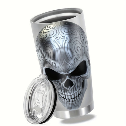 Skull Design Tumbler 20oz - Gothic Stainless Steel Insulated Coffee Mug | Double Wall Vacuum, Leakproof, Halloween & Dark Aesthetic Gift