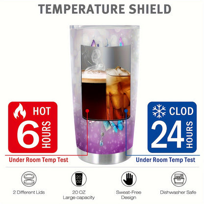 Thoughtful Gift for Parents - 20oz Elegant Floral Stainless Steel Tumbler, Double-Wall Vacuum Insulated Travel Mug | Keeps Drinks Hot/Cold, Hand Wash Care