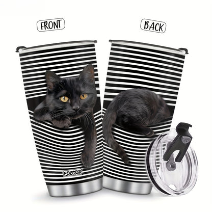 Fun Cat Tumbler Gift Set - 20oz Stainless Steel Insulated Cup - Perfect Christmas, Birthday, Mother‘s Day Gift for Animal Lovers & Girls