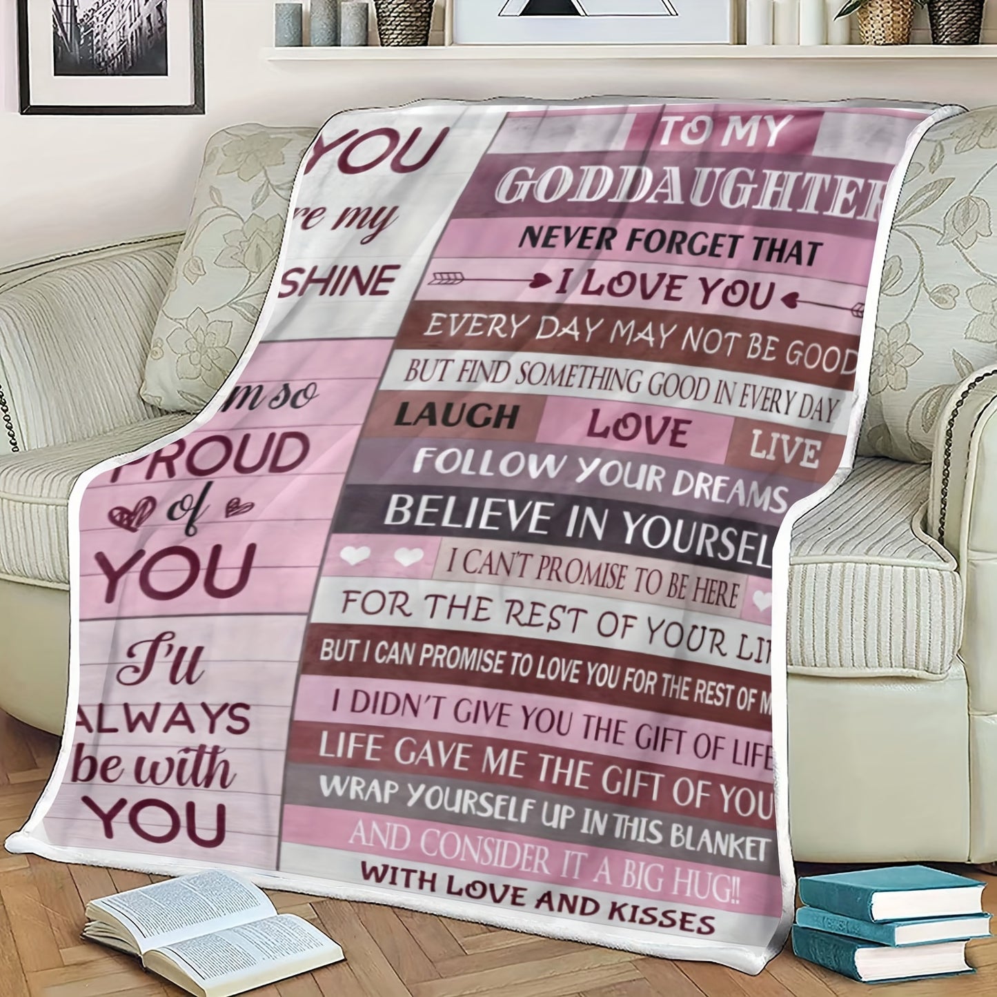 Personalized Flannel Blanket for Granddaughter - Custom Name Letter Print Throw | A Unique & Heartfelt Birthday, Christmas, or Welcome Gift