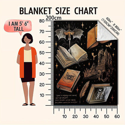 Fantasy Literature Flannel Blanket - Ultra-Soft & Skin-Friendly, All-Season Cozy Throw Blankets, Perfect Gift for Book Lovers