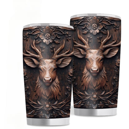 Deer Hunting Tumbler 20oz - Stainless Steel Insulated Mug, Leakproof Lid with Straw, Car Cup Holder Fit, Gift for Hunters, Dad, Husband