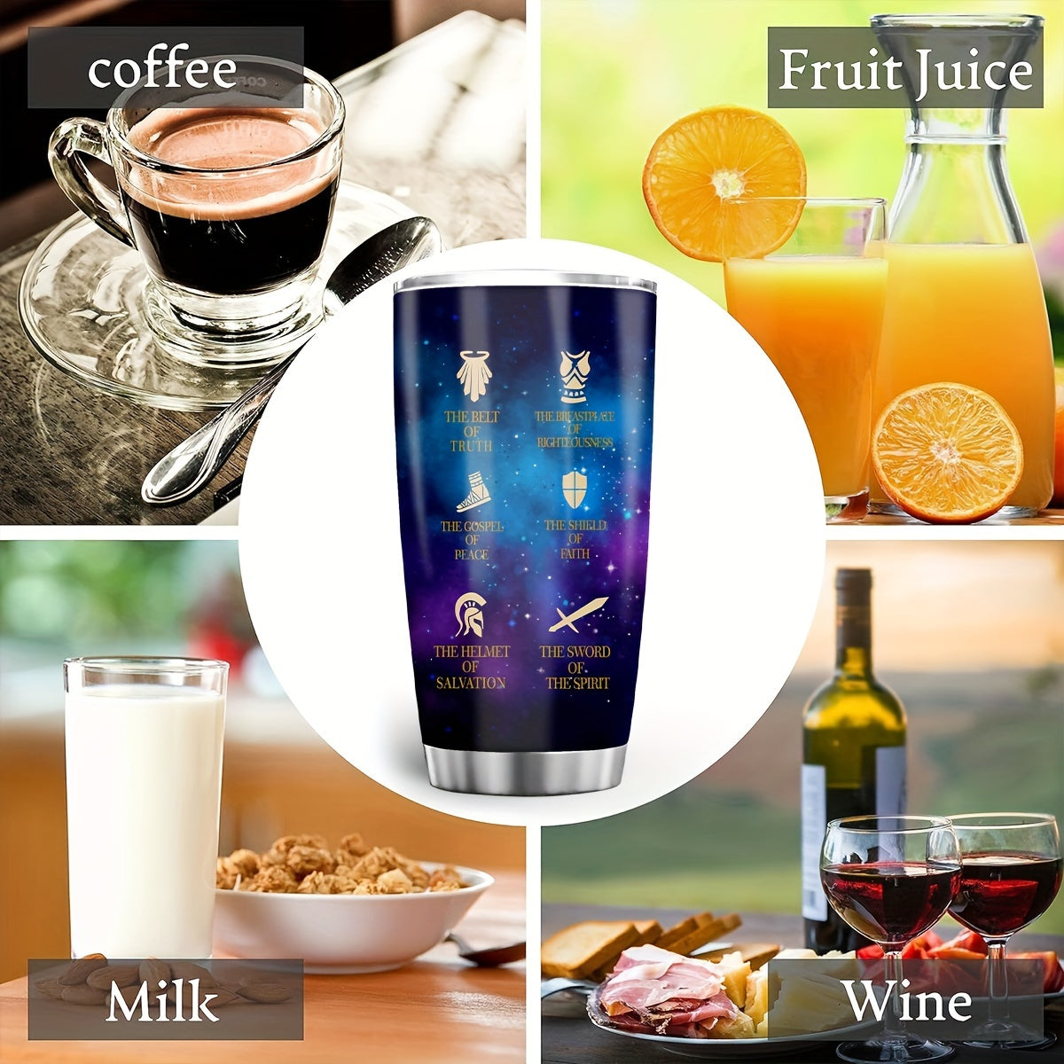 "Put On The Full Armor of God" Tumbler for Women - Ephesians 6 Christian Coffee Mug 20oz | Thanksgiving & Christmas Gift for Her, Insulated Travel Cup