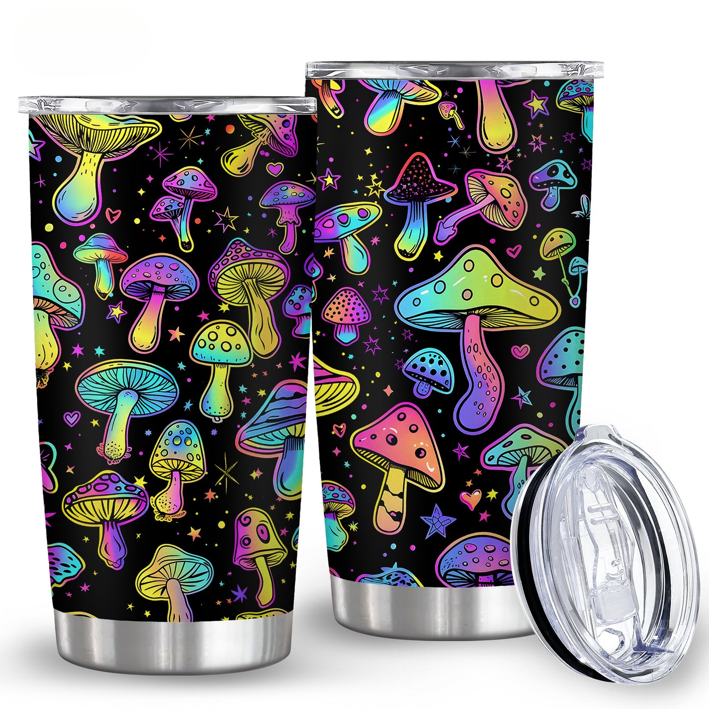 Fluorescent Mushroom Tumbler - 20oz BPA-Free Stainless Steel Insulated Cup, Double Wall & Leak Proof - Perfect Halloween, Valentine‘s Day Gift - Reusable Travel Mug