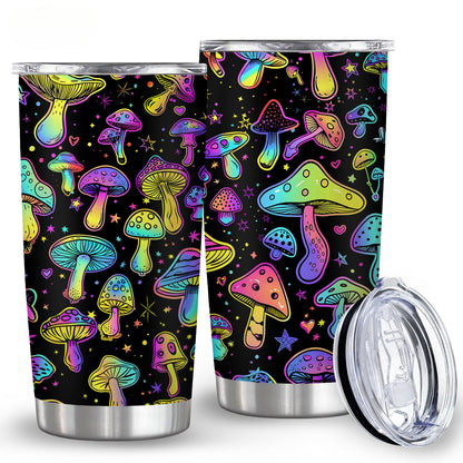 Fluorescent Mushroom Tumbler - 20oz BPA-Free Stainless Steel Insulated Cup, Double Wall & Leak Proof - Perfect Halloween, Valentine‘s Day Gift - Reusable Travel Mug