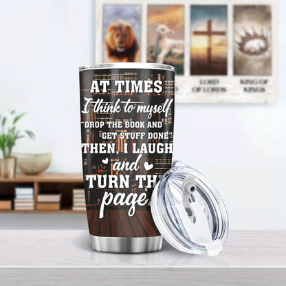 Book Lover‘s Tumbler 20oz - Bookshelf & Literary Quote Design Stainless Steel Mug | Perfect Gift for Readers, Librarians & Bookworms