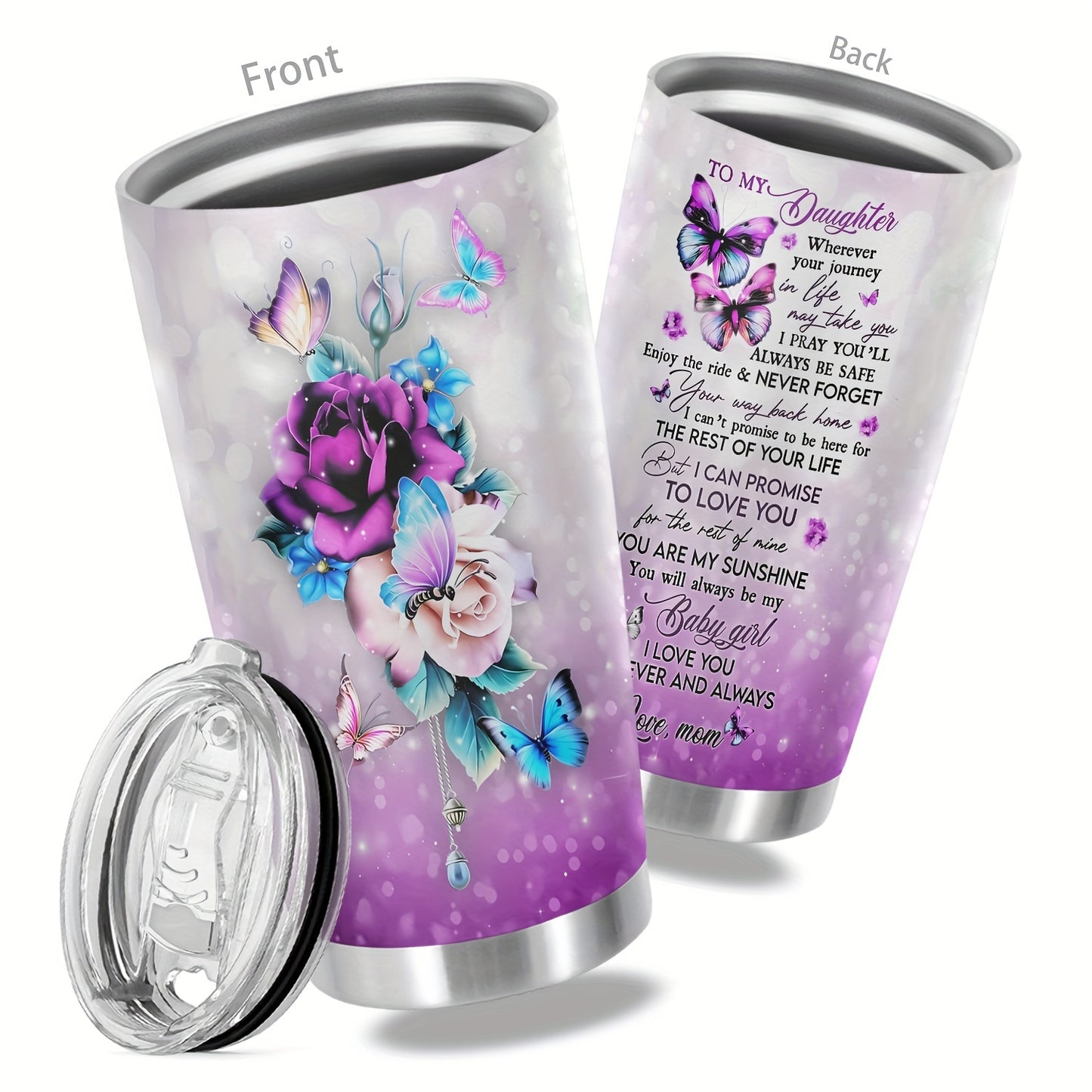Thoughtful Gift for Parents - 20oz Elegant Floral Stainless Steel Tumbler, Double-Wall Vacuum Insulated Travel Mug | Keeps Drinks Hot/Cold, Hand Wash Care