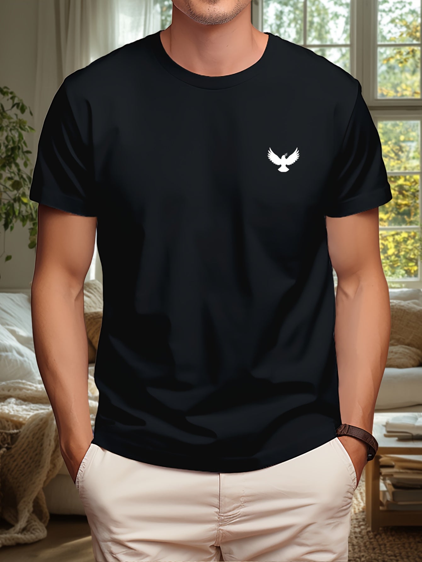 Peace Dove & Olive Branch T-Shirt for Men - Symbolic Graphic Tee Shirts Top in Soft Breathable Fabric