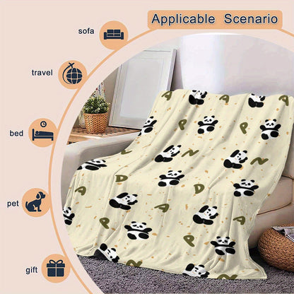 Panda Flannel Throw Blankets | Adorable Pattern, Plush & Washable for Sofa, Bed & Office