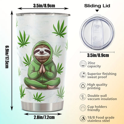 Funny Sloth Tumbler 20oz - "Take It Slow" Stainless Steel Water Bottle with Lid | Humorous & Insulated Gift for Christmas, Fall, Thanksgiving & Everyone