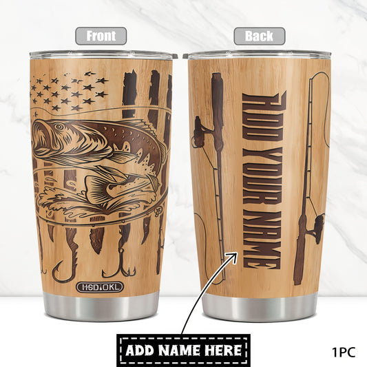 Personalized Funny Fishing Tumbler 20oz - Custom Name or Text, "Gone Fishing" Design Stainless Steel Cup, Gift for Dad, Men, Women, Birthday & Christmas