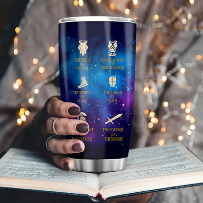 "Put On The Full Armor of God" Tumbler for Women - Ephesians 6 Christian Coffee Mug 20oz | Thanksgiving & Christmas Gift for Her, Insulated Travel Cup