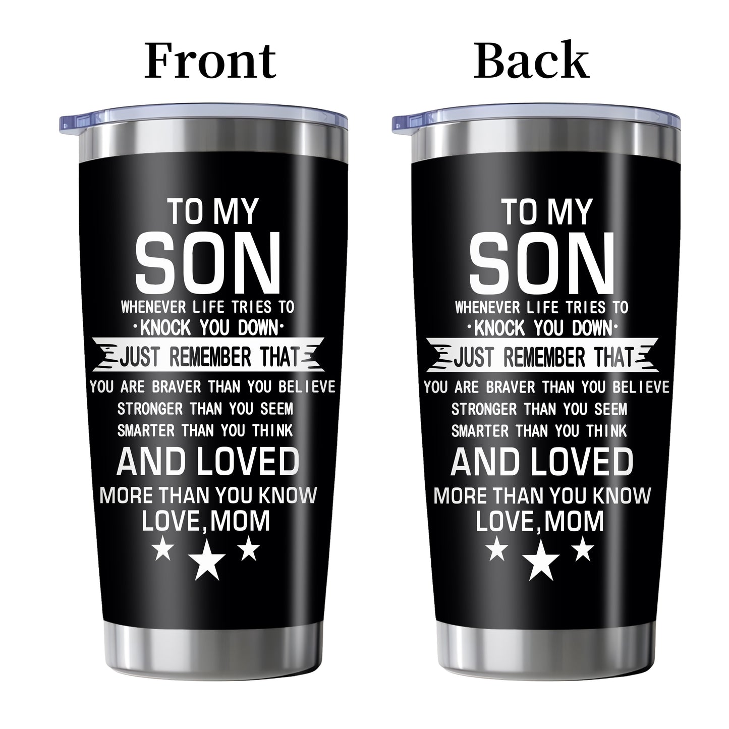 "Whenever Life Knocks You Down" Tumbler for Son - 20oz Inspirational Quote Stainless Steel Cup | Motivational Gift for Birthday, Mother‘s Day & Back to School