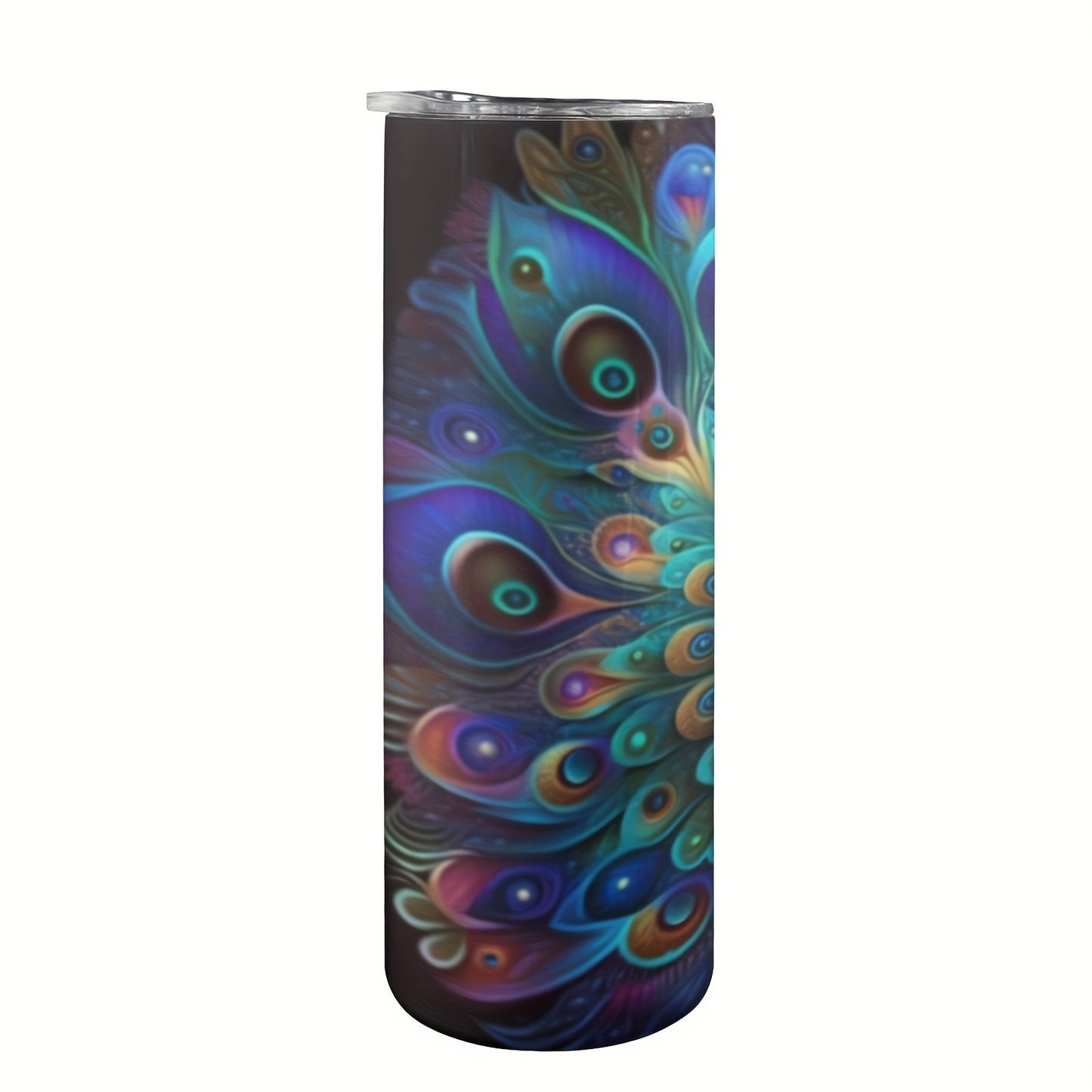 Neon Peacock Tumbler 20oz - Insulated Stainless Steel Cup with Straw & Lid | Vibrant Gift for Women, Girls, Birthday & Festivals, Hand Wash Only