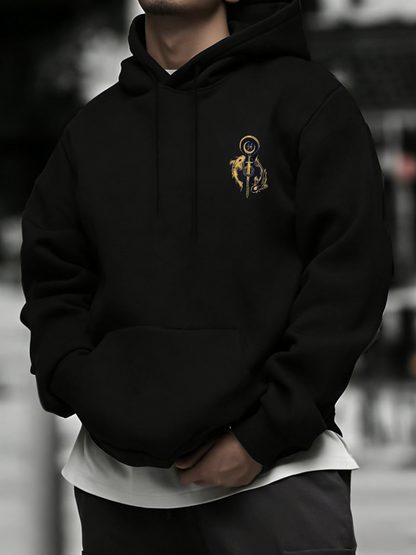 Fashion Koi Fortune Hoodie - Men's Artisanal Lucky Fish Design, Regular Fit Casual Pullover, Unique Artistic Gift