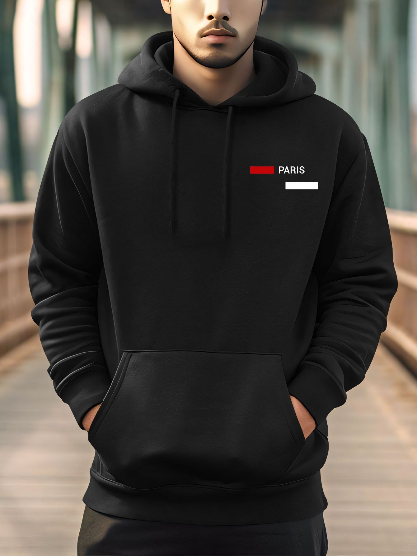 Men's Parisian Style Hoodie - Regular Fit Streetwear Pullover with Pocket | Trendy Hooded Sweatshirt