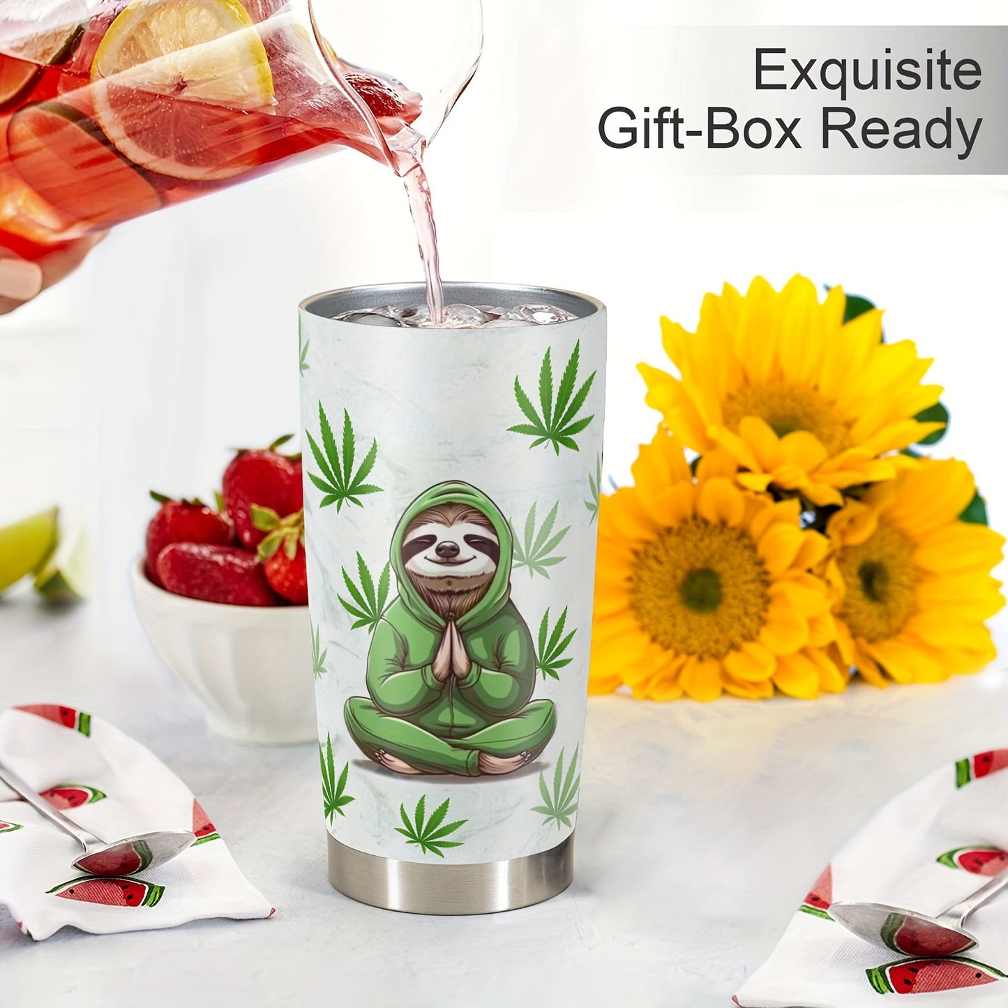 Funny Sloth Tumbler 20oz - "Take It Slow" Stainless Steel Water Bottle with Lid | Humorous & Insulated Gift for Christmas, Fall, Thanksgiving & Everyone