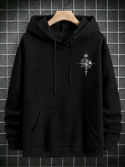 Men's Geometric Graphic Hoodie Streetwear Trend Hip Hop Casual Hooded Sweatshirt with Pocket