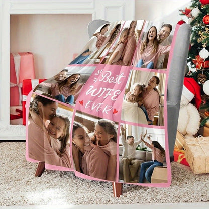 Personalized Photo Shawl for Her - Custom Flannel Wrap with Your Picture, Pill & Wrinkle Resistant, Cozy Gift for Wife on Anniversary, Christmas